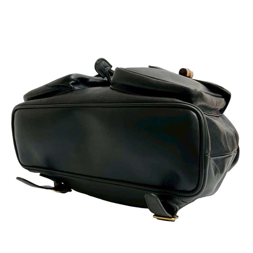 Gucci Leather Bamboo Backpack Black Leather Good condition - Model View