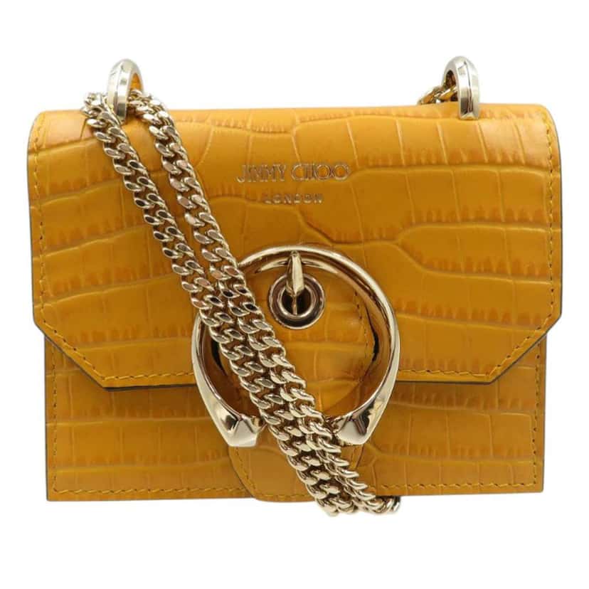 Jimmy Choo Mini Croc Embossed Leather Paris Crossbody Yellow Leather Good condition - Front View