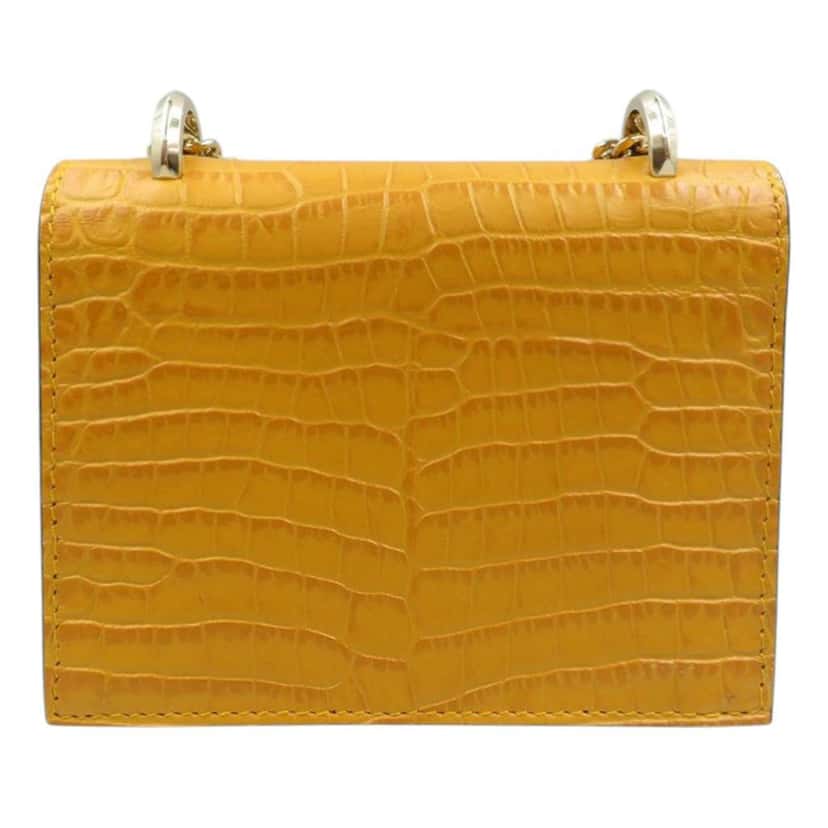 Jimmy Choo Mini Croc Embossed Leather Paris Crossbody Yellow Leather Good condition - Back View