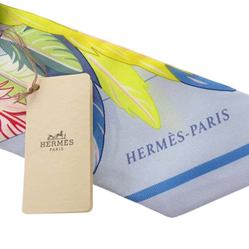 Hermès Danse Pacifique Silk Twilly Scarf Blue Silk Very good condition - Inside View