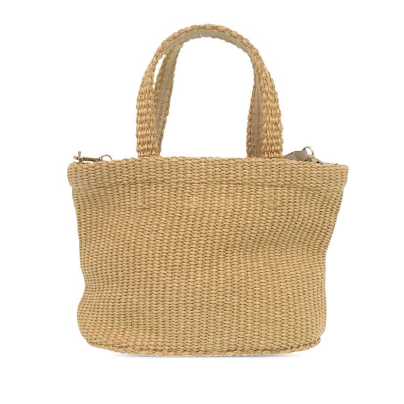Jimmy Choo Mini Raffia Embroidered Logo East West Beach Tote Beige Good condition - Back View