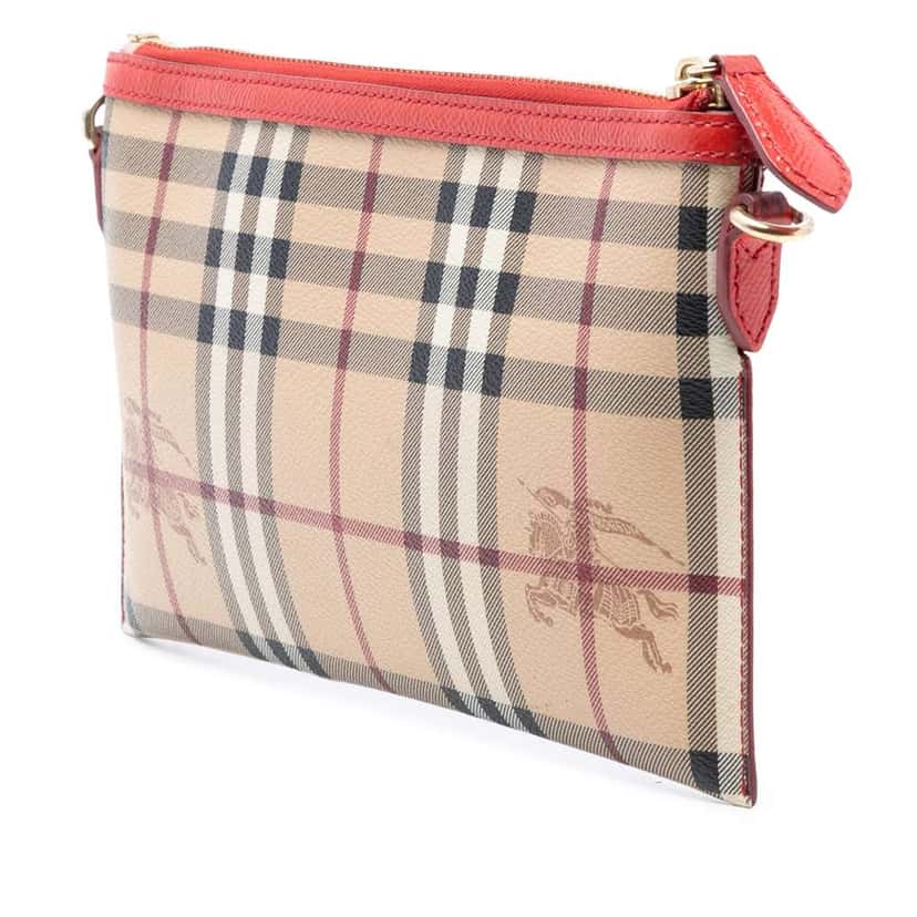 Burberry Haymarket Check Coated Canvas Peyton Crossbody Beige Good condition - Back View