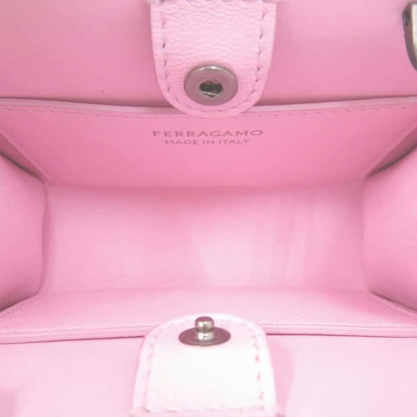 Salvatore Ferragamo Mini Brushed Calfskin Wanda Top Handle Bag Pink Leather Good condition - Model View