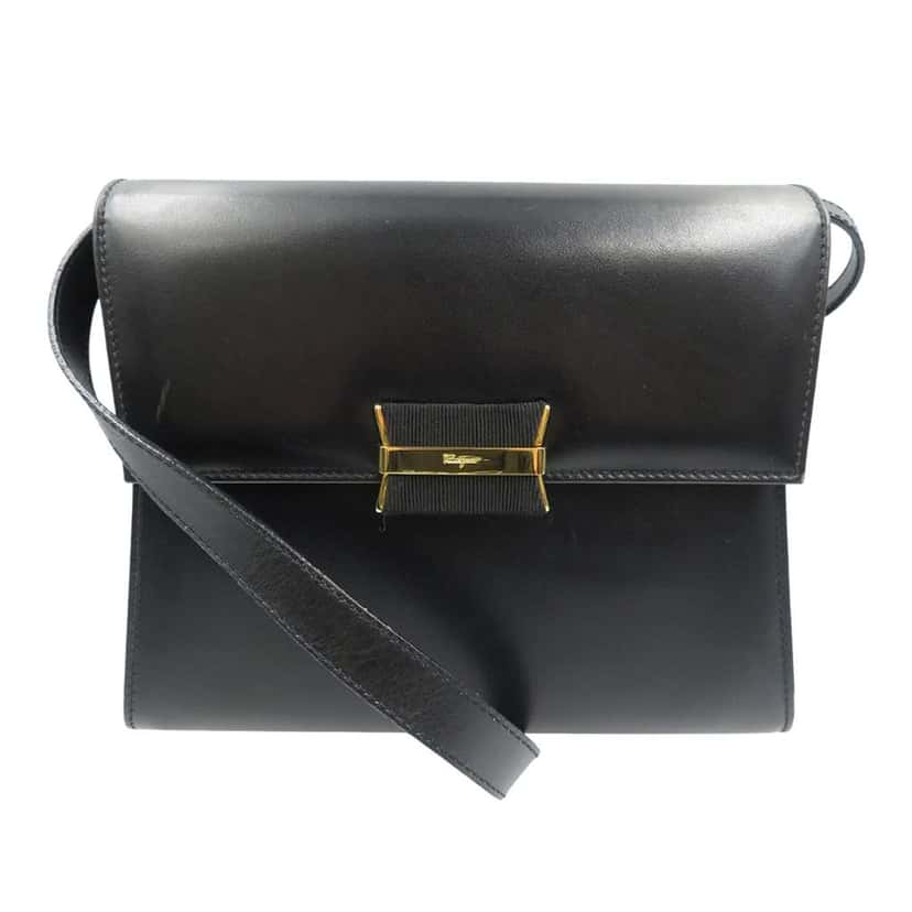 Salvatore Ferragamo Leather Vara Crossbody Black Leather Good condition - Front View