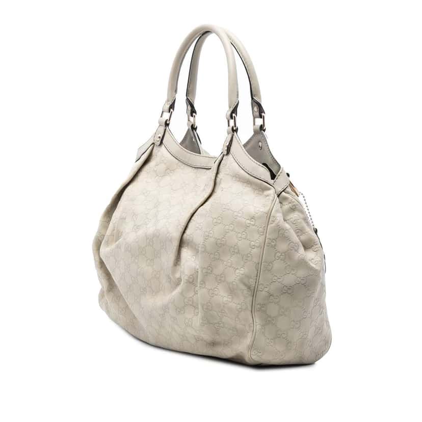 Gucci Large Guccissima Sukey Tote White Leather Good condition - Back View