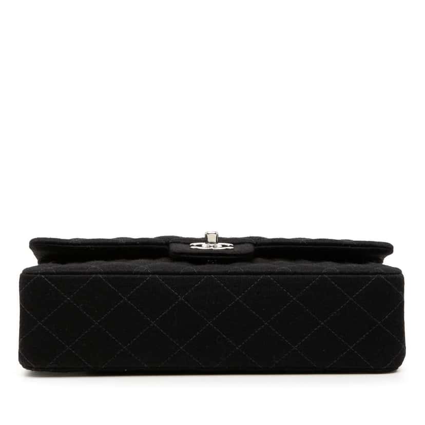 Chanel Medium Classic Jersey Bijoux Chain Double Flap Black Cotton Good condition - Inside View