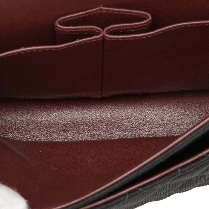 Chanel Medium Classic Jersey Bijoux Chain Double Flap Black Cotton Good condition - Model View