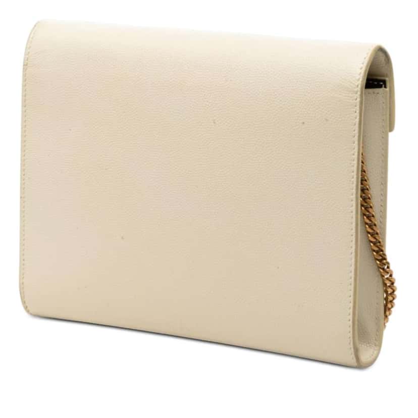 Saint Laurent Grain De Poudre Monogram Cassandra Chain Wallet Brown Leather Good condition - Back View