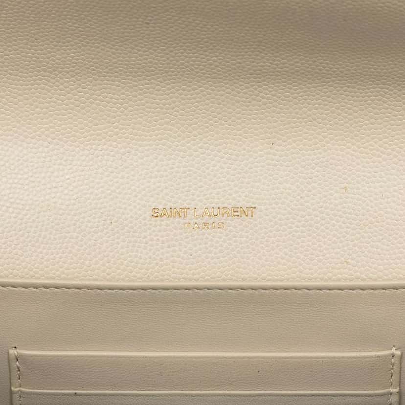 Saint Laurent Grain De Poudre Monogram Cassandra Chain Wallet Brown Leather Good condition - Box View