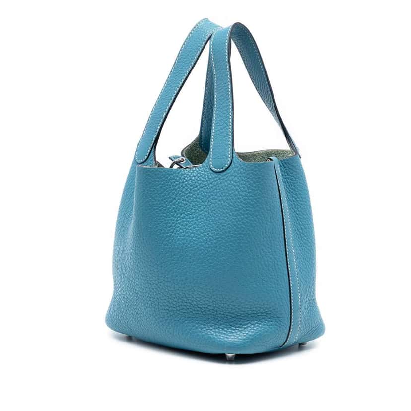 Hermès Clemence Picotin Lock 18 Blue Leather Good condition - Back View