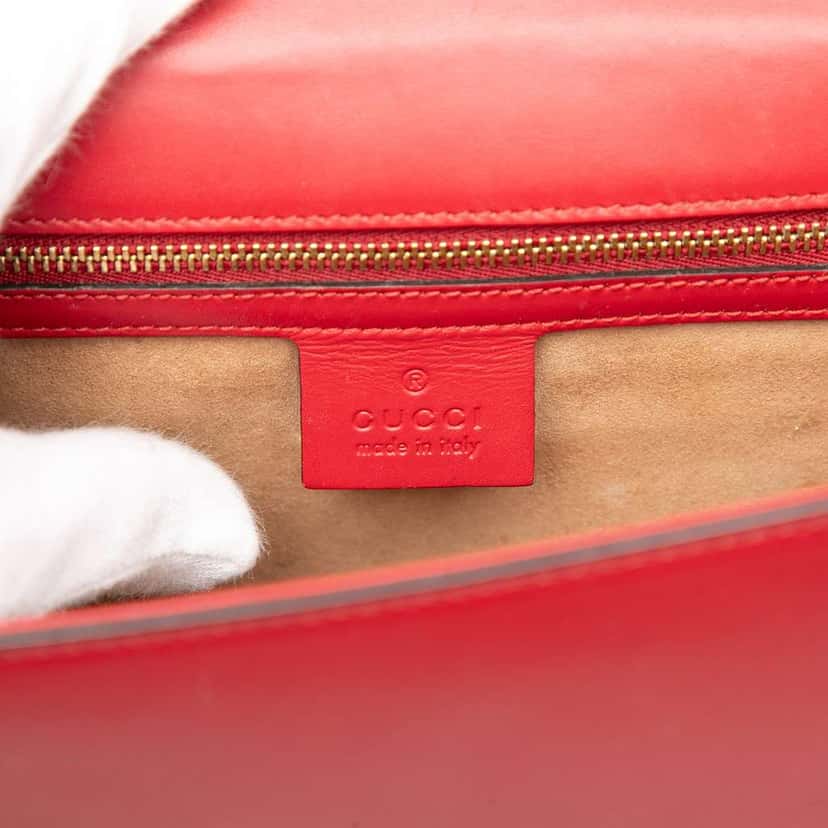 Gucci Small Leather Sylvie Web Satchel Red Leather Fair condition - Box View