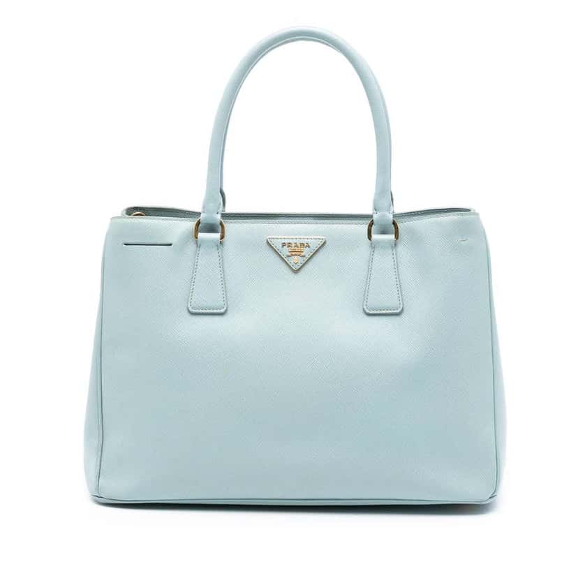 Prada Medium Saffiano Lux Galleria Satchel Blue Leather Good condition - Front View