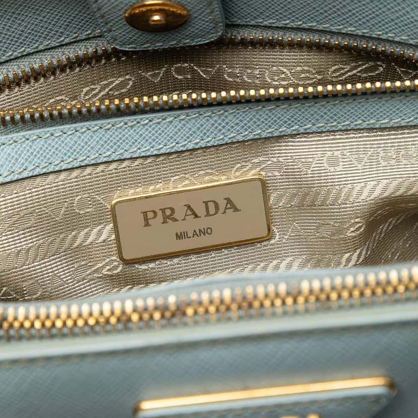 Prada Medium Saffiano Lux Galleria Satchel Blue Leather Good condition - Box View
