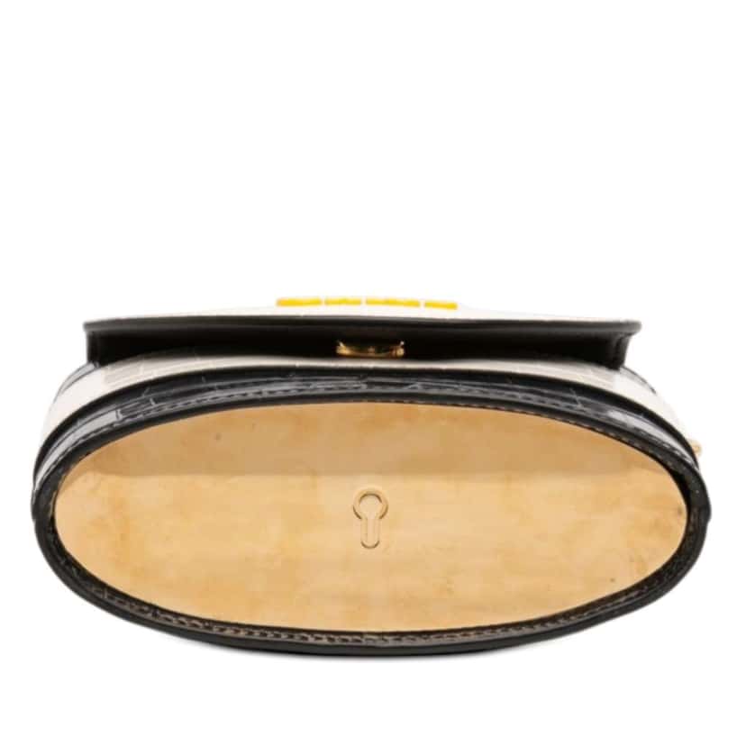 Chloé Tricolor Croc Embossed Leather Aby Lock Satchel Blue Leather Fair condition - Inside View