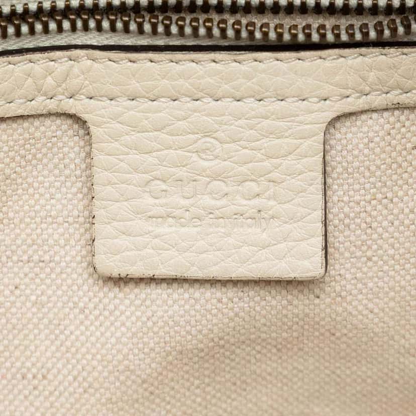 Gucci Medium Pebbled Calfskin Twill Tote White Leather Good condition - Box View