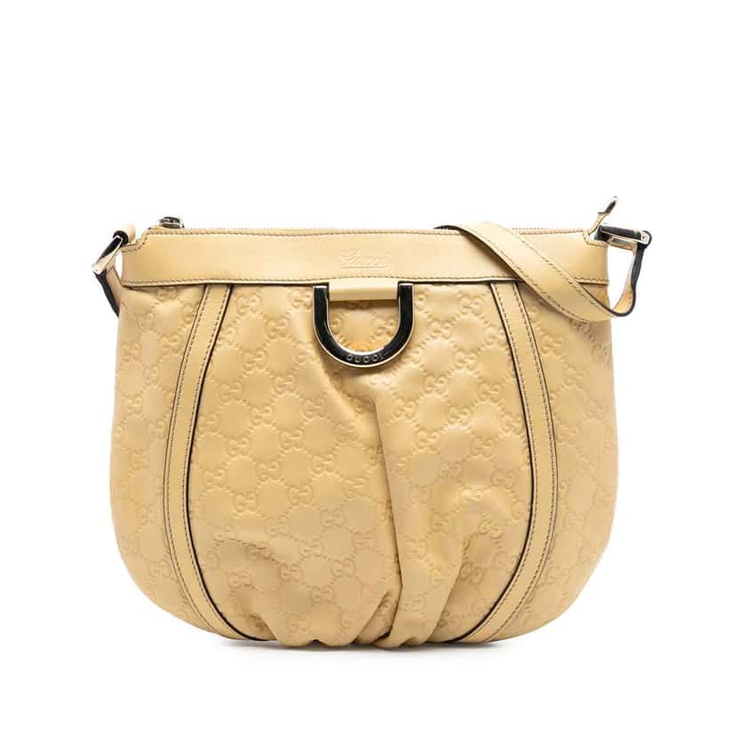 Gucci Guccissima Abbey D Ring Crossbody Beige Leather Good condition - Front View