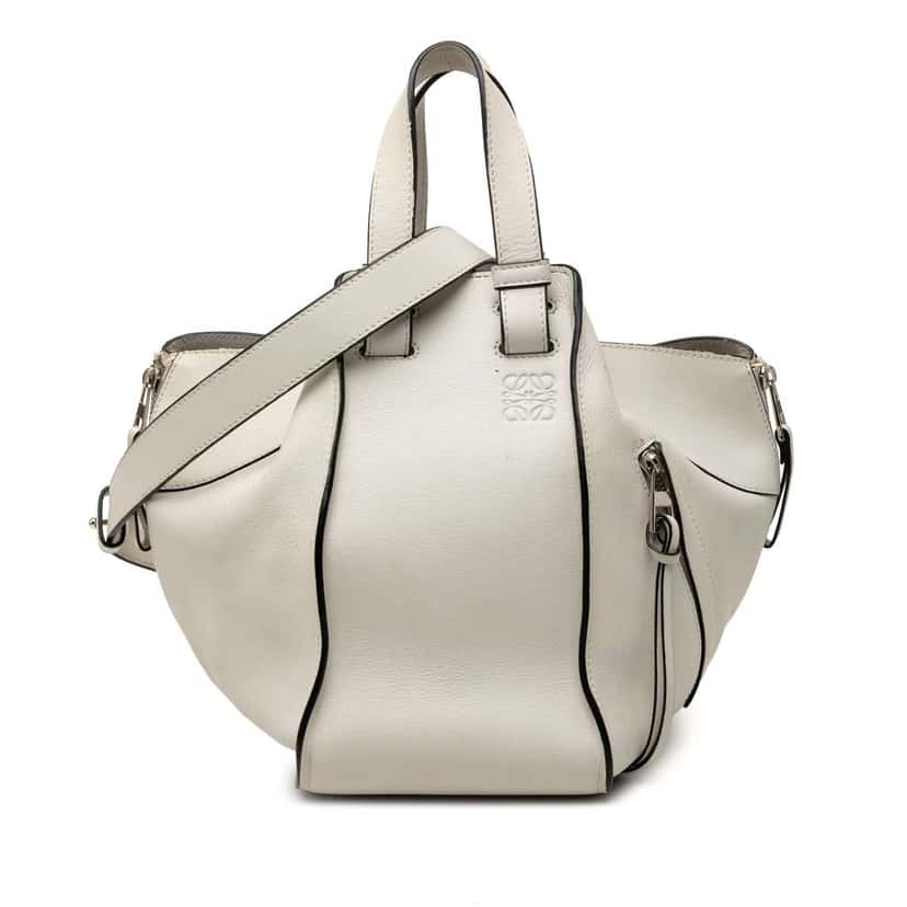 Loewe Small Leather Hammock Satchel White Leather Good condition - Front View