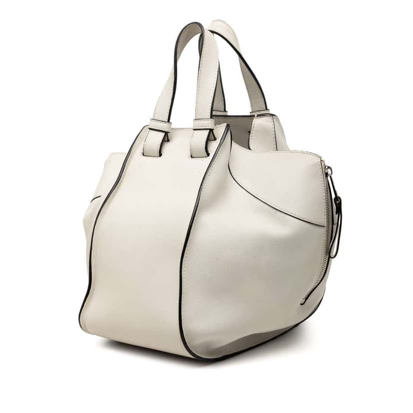 Loewe Small Leather Hammock Satchel White Leather Good condition - Back View