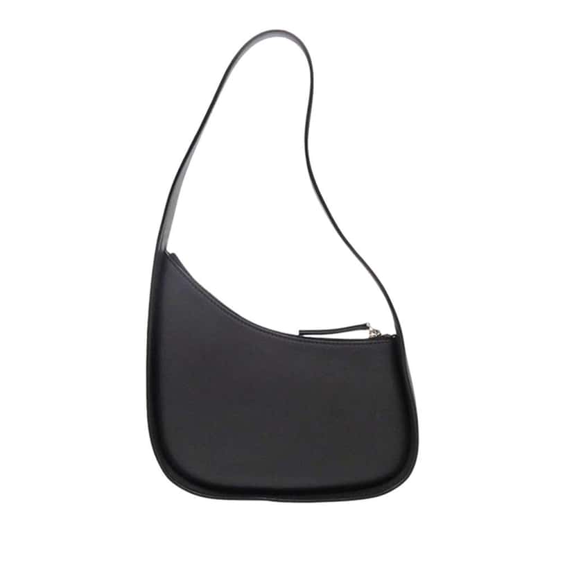 The Row Leather Half Moon Shoulder Bag Black Leather Good condition - Front View