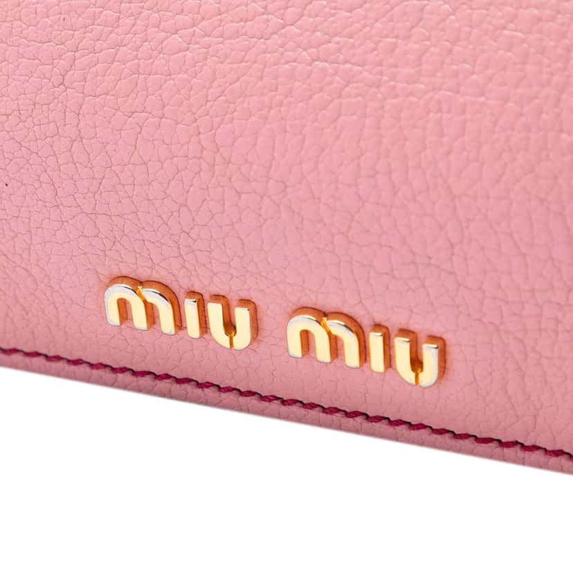 Miu Miu Bicolor Goatskin Madras Satchel Pink Leather Fair condition - Box View