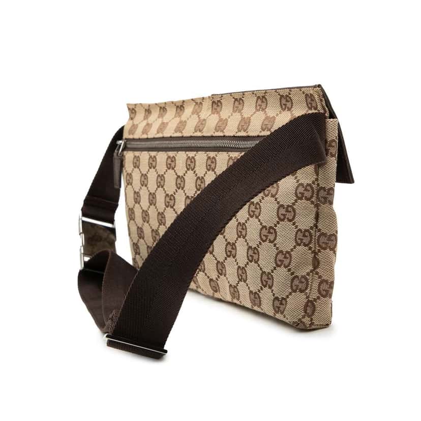 Gucci GG Canvas Double Pocket Belt Bag Beige Good condition - Back View