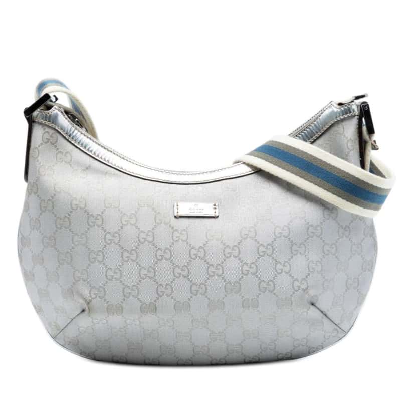 Gucci GG Imprime Web Crossbody Silver Canvas Good condition - Front View