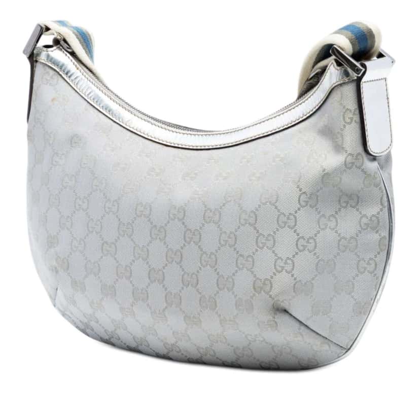 Gucci GG Imprime Web Crossbody Silver Canvas Good condition - Back View