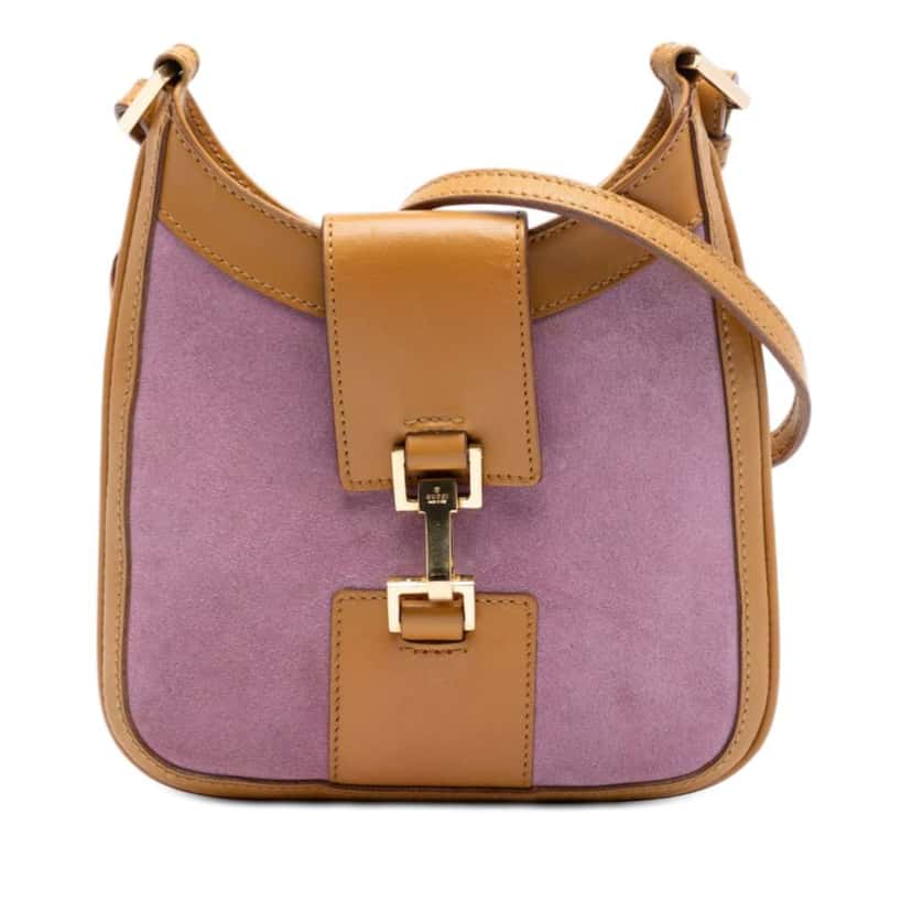 Gucci Suede Jackie Crossbody Purple Leather Good condition - Front View