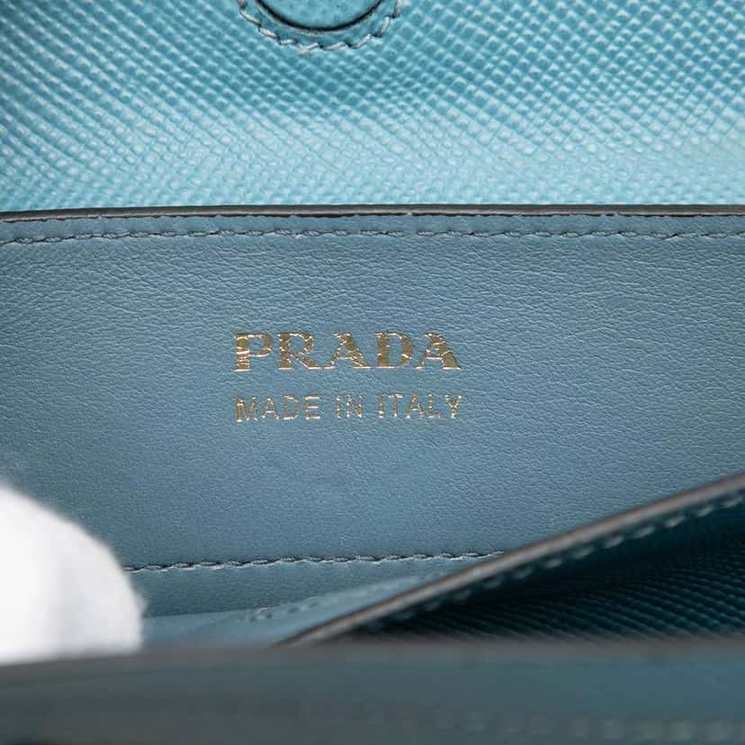 Prada Medium Saffiano Cuir Double Satchel Blue Leather Good condition - Box View
