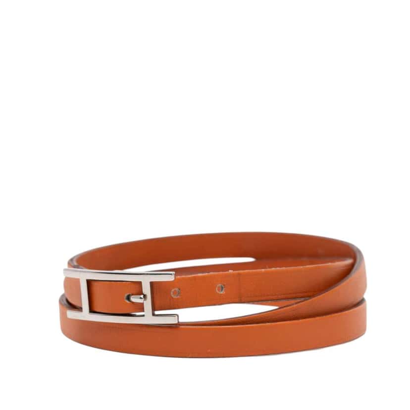 Hermès Leather Hapi 3 Bracelet M Orange Leather Very good condition - Back View