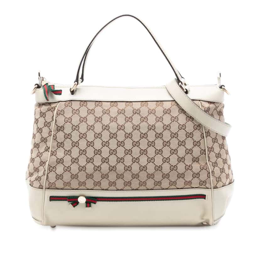 Gucci GG Canvas Web Mayfair Satchel Beige Good condition - Front View