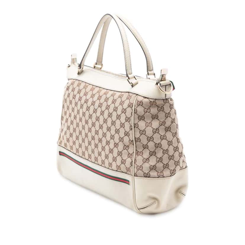 Gucci GG Canvas Web Mayfair Satchel Beige Good condition - Back View