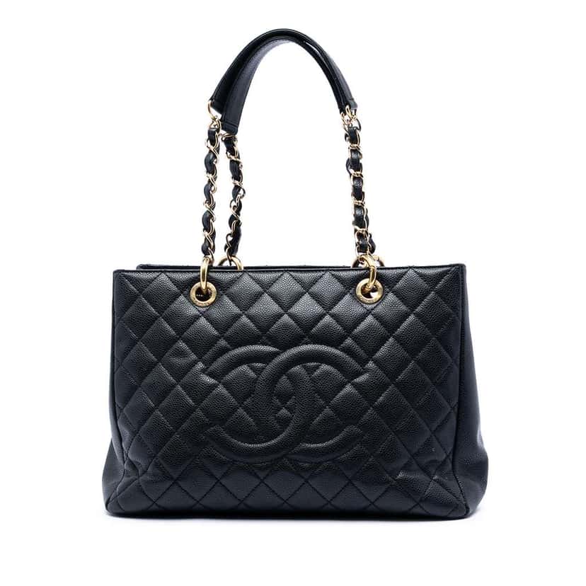 Chanel Caviar Grand Shopping Tote Black Leather Good condition - Front View