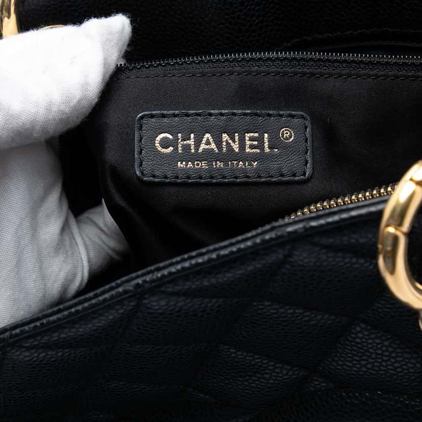 Chanel Caviar Grand Shopping Tote Black Leather Good condition - Box View