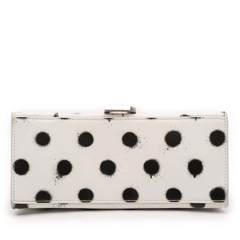 Balenciaga Small Smooth Calfskin Sprayed Polka Dot Hourglass Satchel White Leather Good condition - Inside View