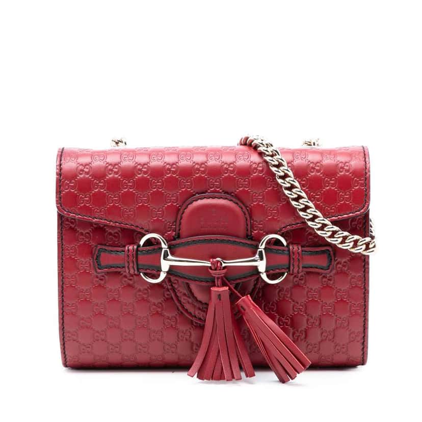 Gucci Mini Microguccissima Emily Crossbody Red Leather Very good condition - Front View
