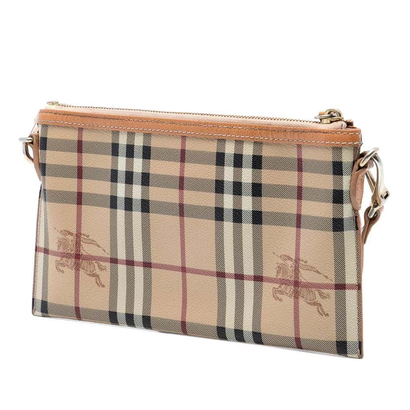 Burberry Haymarket Check Coated Canvas Peyton Crossbody Beige Very good condition - Back View