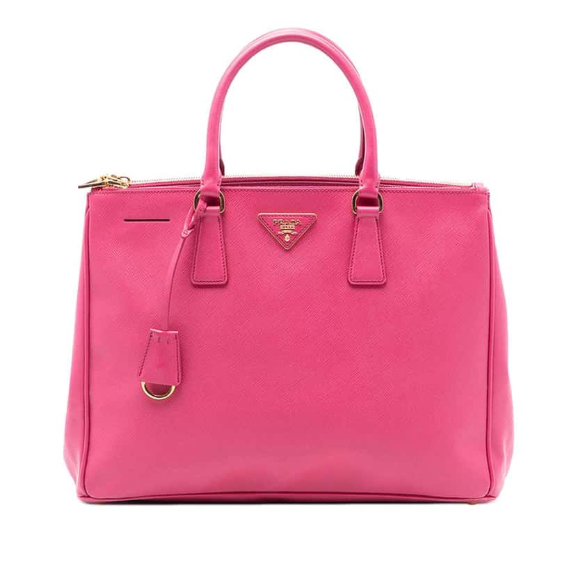 Prada Medium Saffiano Lux Galleria Double Zip Satchel Pink Leather Very good condition - Front View