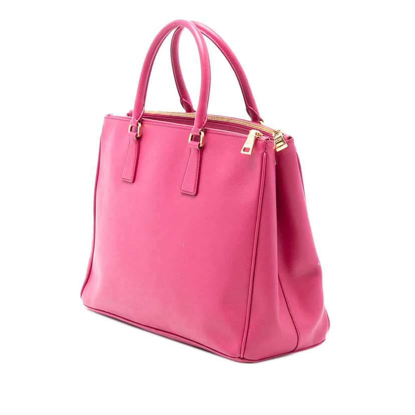 Prada Medium Saffiano Lux Galleria Double Zip Satchel Pink Leather Very good condition - Back View