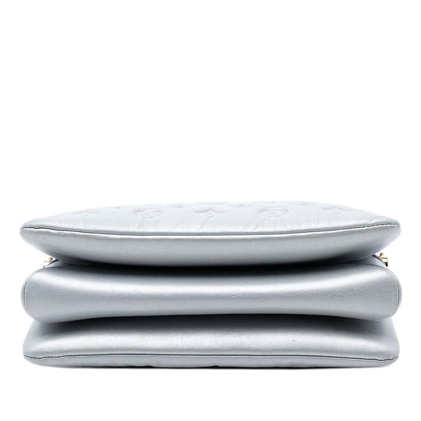 Louis Vuitton Monogram Embossed Puffy Lambskin Coussin PM Silver Leather Very good condition - Inside View