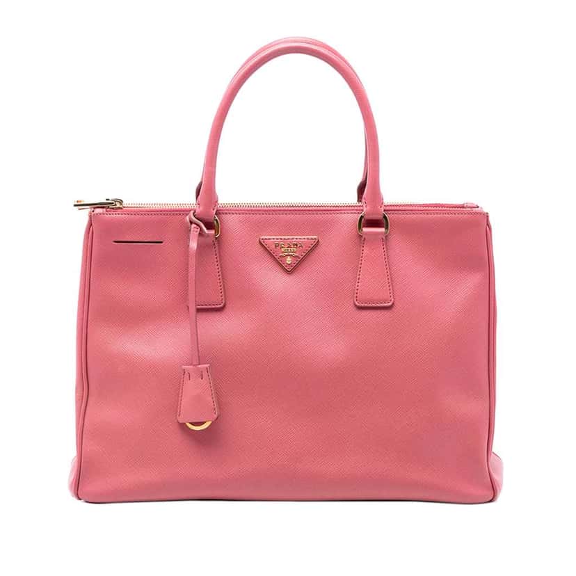 Prada Medium Saffiano Lux Galleria Double Zip Satchel Pink Leather Very good condition - Front View