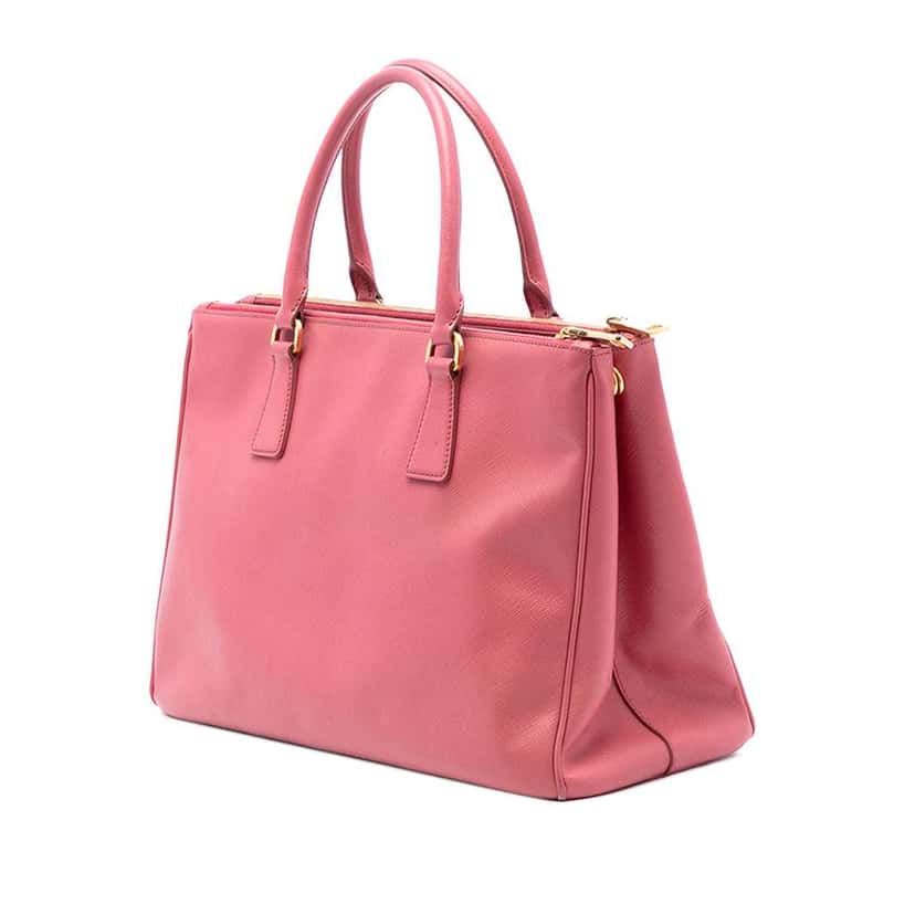 Prada Medium Saffiano Lux Galleria Double Zip Satchel Pink Leather Very good condition - Back View
