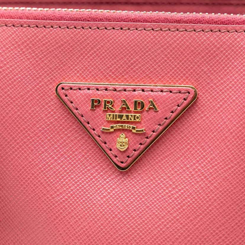 Prada Medium Saffiano Lux Galleria Double Zip Satchel Pink Leather Very good condition - Box View