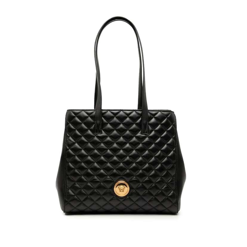 Versace Medium Quilted Nappa Leather La Medusa Tote Black Leather Very good condition - Front View