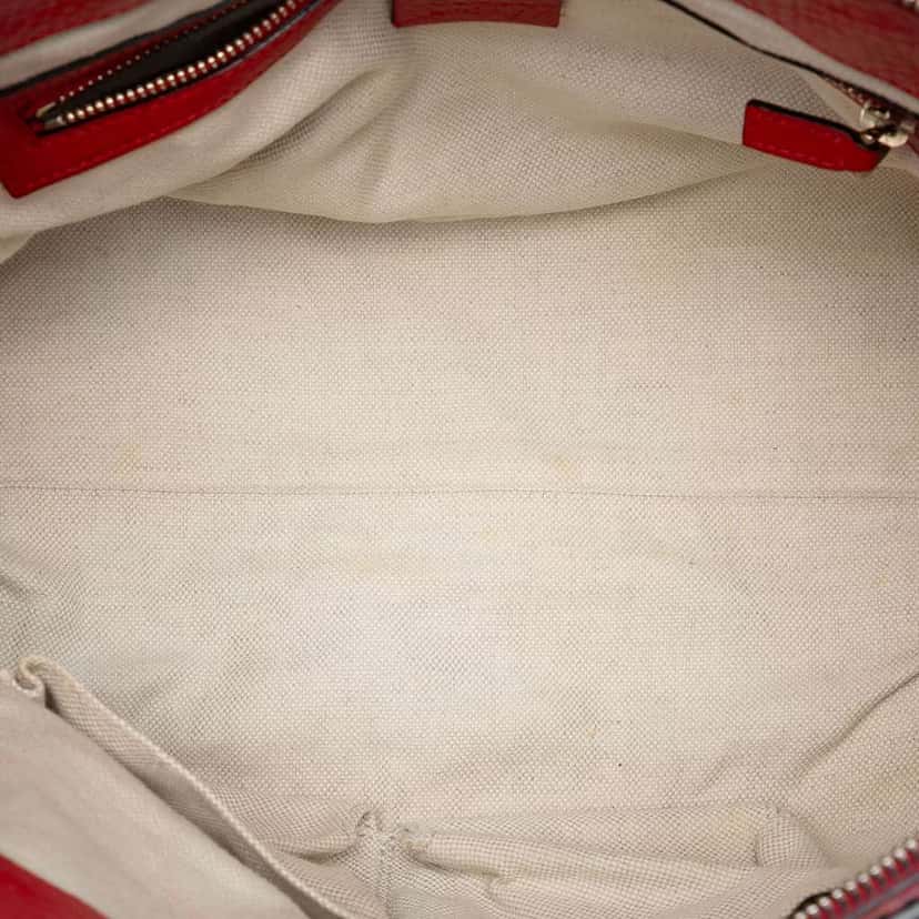 Gucci Pebbled Calfskin Bella Satchel Red Leather Very good condition - Model View