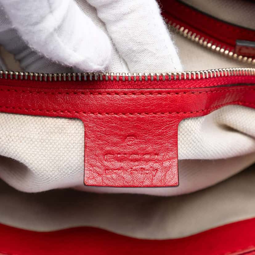 Gucci Pebbled Calfskin Bella Satchel Red Leather Very good condition - Box View