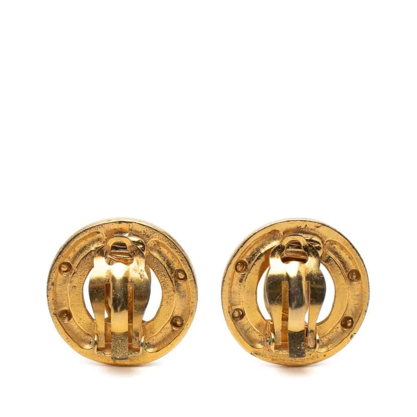 Chanel CC Gold Plated Round Clip on Earrings Gold Metal Very good condition - Back View
