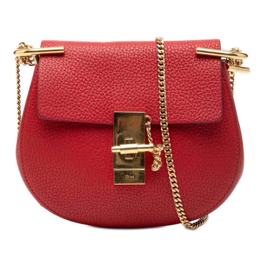 Chloé Mini Leather Drew Crossbody Red Leather Very good condition - Front View