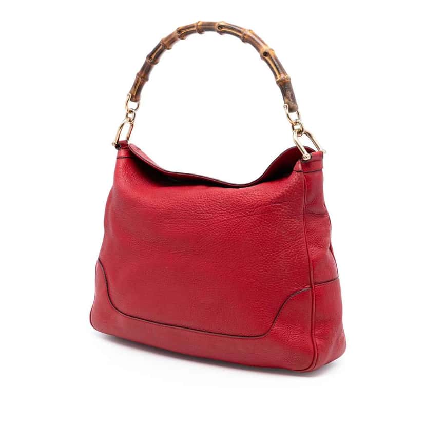 Gucci Calfskin Bamboo Diana Satchel Red Leather Very good condition - Back View