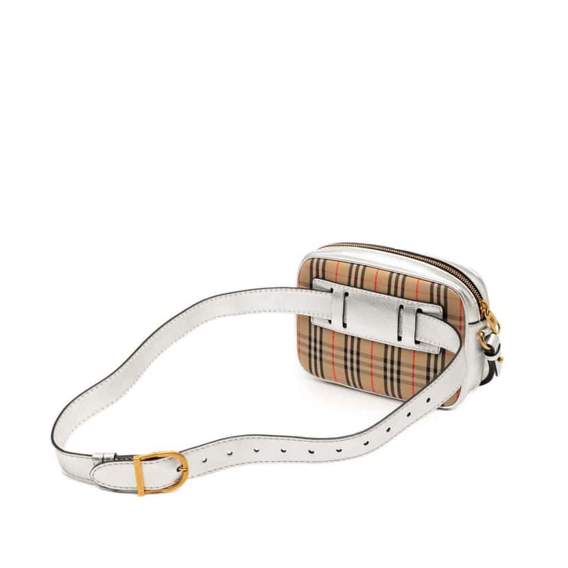 Burberry Haymarket Check Canvas 1983 Link Belt Bag Beige Canvas Very good condition - Back View